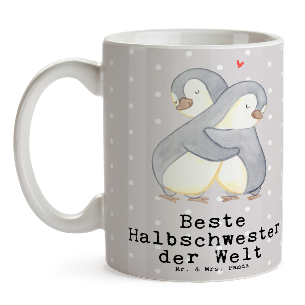 Tasse Pinguin Beste Halbschwester der Welt Becher, Kaffeetasse, Kaffeebecher, Tee, Frühstück, Büro, für, Dankeschön, Geschenk, Schenken, Geburtstag, Geburtstagsgeschenk, Geschenkidee, Danke, Bedanken, Mitbringsel, Freude machen, Geschenktipp, Halbschwester, Stiefschwester, Stiefgeschwister, Schwestern, Schwester, Geschwister, Schwesterherz, Sister, Familie, Kleinigkeit, Beste, Tochter, Liebe, Kinder