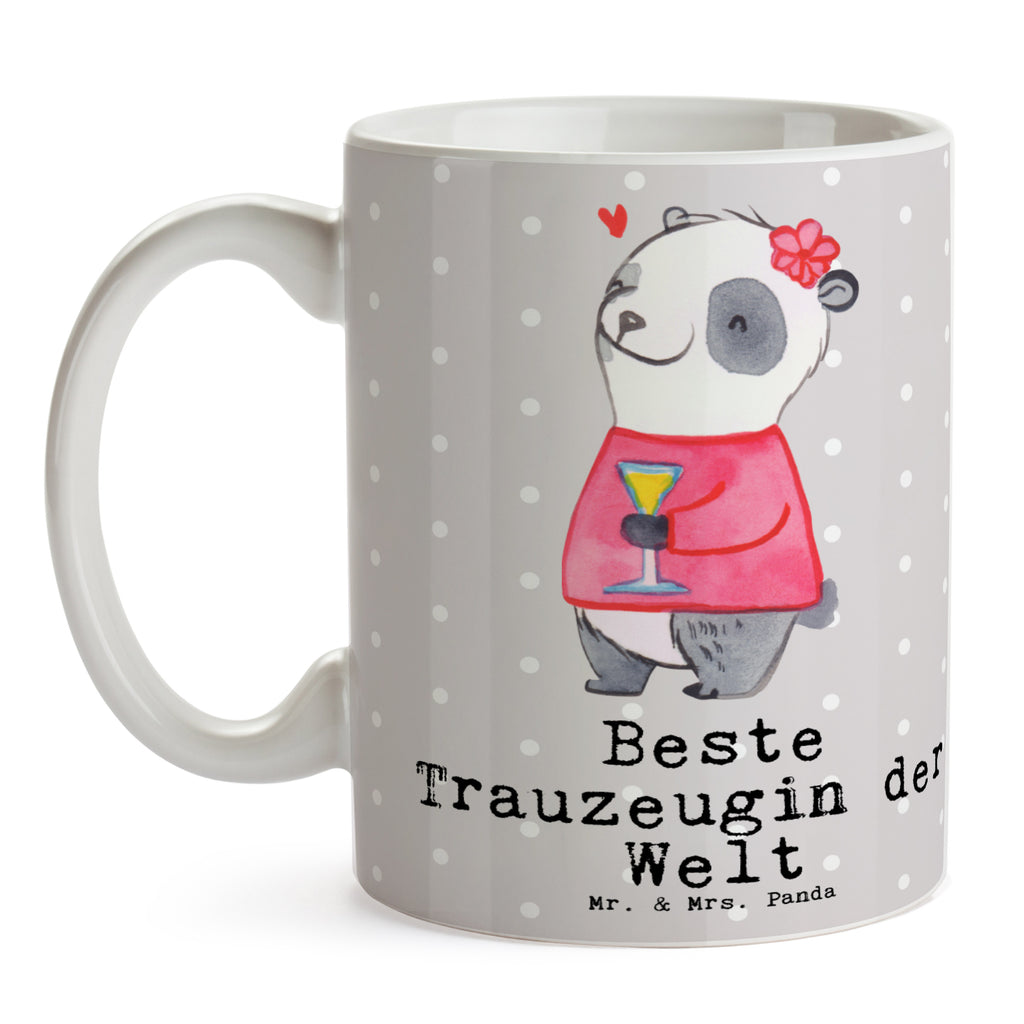 Tasse Panda Beste Trauzeugin der Welt Becher, Kaffeetasse, Kaffeebecher, Tee, Frühstück, Büro, für, Dankeschön, Geschenk, Schenken, Geburtstag, Geburtstagsgeschenk, Geschenkidee, Danke, Bedanken, Mitbringsel, Freude machen, Geschenktipp, Trauzeugin, Trauhzeugin, Freundin, Hochzeit, Heirat, JGA, Trauung, Kirche, Standesamt, Braut