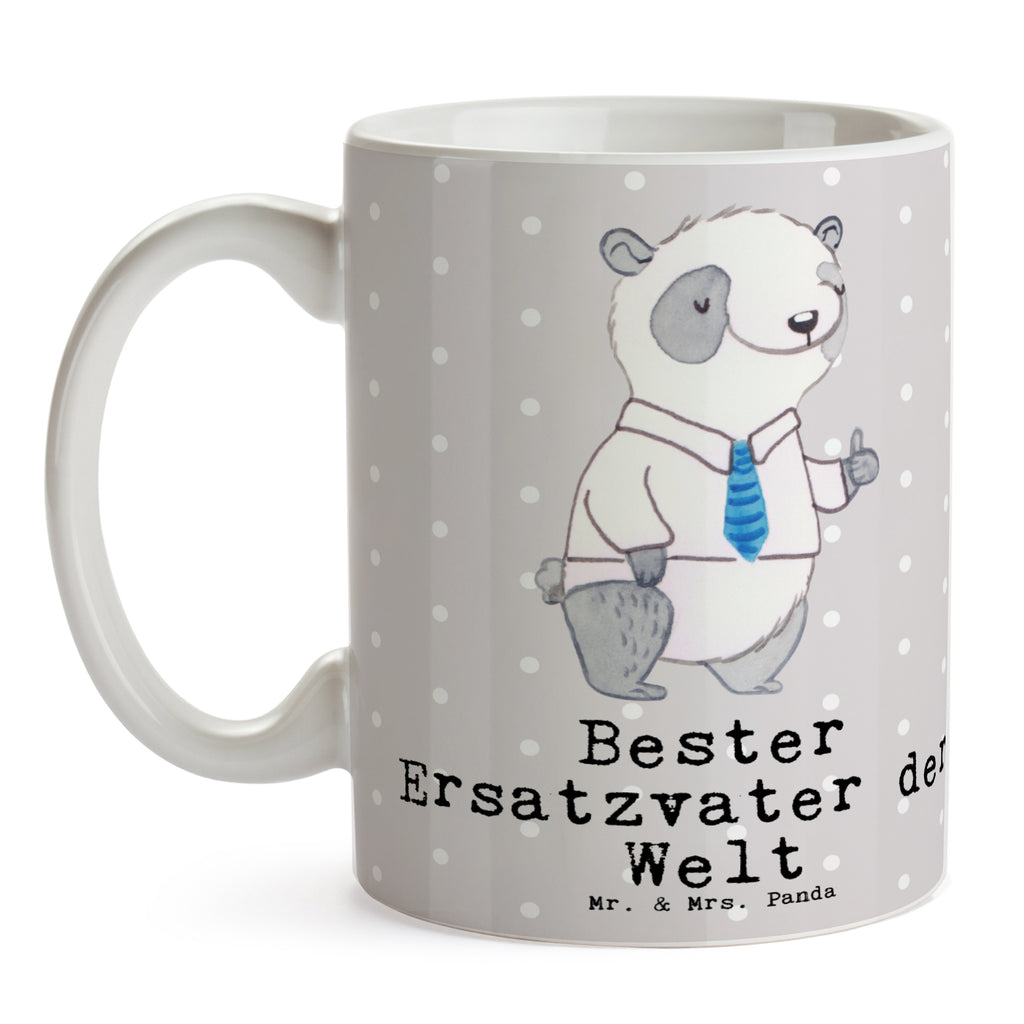 Tasse Panda Bester Ersatzvater der Welt Becher, Kaffeetasse, Kaffeebecher, Tee, Frühstück, Büro, für, Dankeschön, Geschenk, Schenken, Geburtstag, Geburtstagsgeschenk, Geschenkidee, Danke, Bedanken, Mitbringsel, Freude machen, Geschenktipp, Bester, Ersatzvater, Ersatz, zweiter, Vater, Papa, Dad, Daddy, Paps, Papi, Vati, Eltern, Geschenk Vater, Mann, Familie, Kleinigkeit