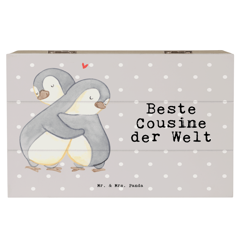 Holzkiste Pinguin Beste Cousine der Welt Cousine, Kusine, Kousine, Cousinchen, Tochter von Onkel, Tochter von Tante, Familie, Verwandtschaft, Cousin Holzkiste, Kiste, Schatzkiste, Truhe, Schatulle, XXL,  Erinnerungsbox, Erinnerungskiste, Dekokiste, Aufbewahrungsbox  für, Dankeschön, Geschenk, Schenken, Geburtstag, Geburtstagsgeschenk, Geschenkidee, Danke, Bedanken, Mitbringsel, Freude machen, Geschenktipp