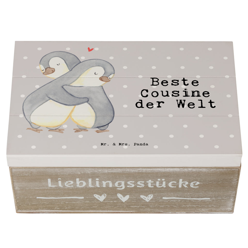 Holzkiste Pinguin Beste Cousine der Welt Cousine, Kusine, Kousine, Cousinchen, Tochter von Onkel, Tochter von Tante, Familie, Verwandtschaft, Cousin Holzkiste, Kiste, Schatzkiste, Truhe, Schatulle, XXL,  Erinnerungsbox, Erinnerungskiste, Dekokiste, Aufbewahrungsbox  für, Dankeschön, Geschenk, Schenken, Geburtstag, Geburtstagsgeschenk, Geschenkidee, Danke, Bedanken, Mitbringsel, Freude machen, Geschenktipp