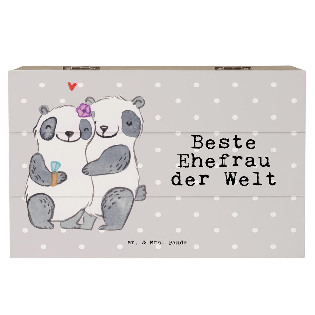 Holzkiste Panda Beste Ehefrau der Welt Ehefrau, Beste, Frau, Partnerin, Freundin, Traumfrau, Hochzeit, Liebling, Ehepartner, Ehe, Gattin, Lebensgefährtin, Braut, Kleinigkeit Holzkiste, Kiste, Schatzkiste, Truhe, Schatulle, XXL,  Erinnerungsbox, Erinnerungskiste, Dekokiste, Aufbewahrungsbox  für, Dankeschön, Geschenk, Schenken, Geburtstag, Geburtstagsgeschenk, Geschenkidee, Danke, Bedanken, Mitbringsel, Freude machen, Geschenktipp