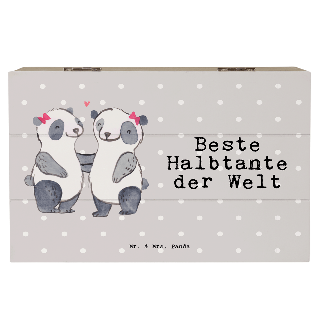 Holzkiste Panda Beste Halbtante der Welt Halbtante, Tante, beste Tante, Stieftante, Stief, Stiefgeschwister, Geschenk, Familie, Kleinigkeit Holzkiste, Kiste, Schatzkiste, Truhe, Schatulle, XXL,  Erinnerungsbox, Erinnerungskiste, Dekokiste, Aufbewahrungsbox  für, Dankeschön, Geschenk, Schenken, Geburtstag, Geburtstagsgeschenk, Geschenkidee, Danke, Bedanken, Mitbringsel, Freude machen, Geschenktipp