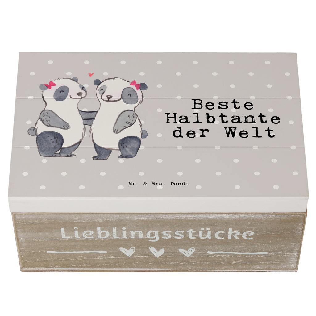 Holzkiste Panda Beste Halbtante der Welt Halbtante, Tante, beste Tante, Stieftante, Stief, Stiefgeschwister, Geschenk, Familie, Kleinigkeit Holzkiste, Kiste, Schatzkiste, Truhe, Schatulle, XXL,  Erinnerungsbox, Erinnerungskiste, Dekokiste, Aufbewahrungsbox  für, Dankeschön, Geschenk, Schenken, Geburtstag, Geburtstagsgeschenk, Geschenkidee, Danke, Bedanken, Mitbringsel, Freude machen, Geschenktipp