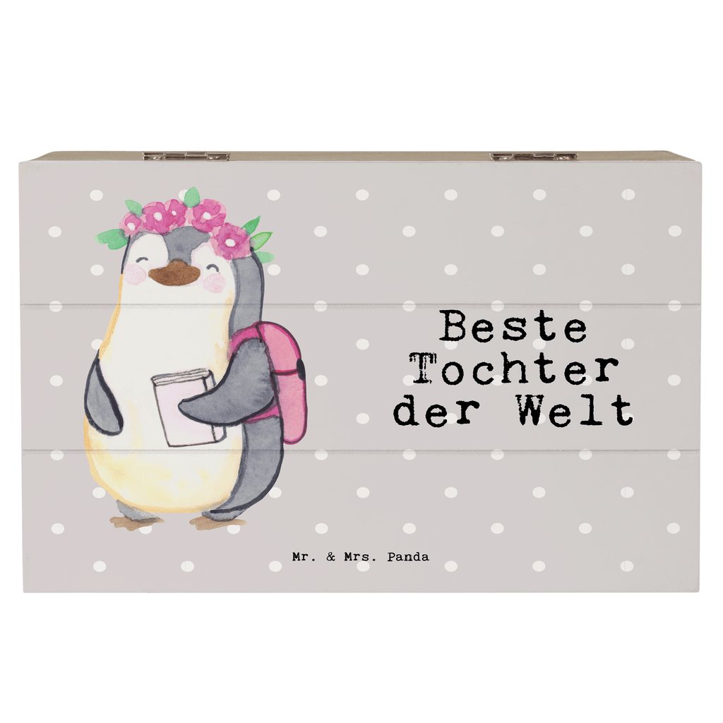 Holzkiste Pinguin Beste Tochter der Welt Tochter, Töchter, Töchterchen, Geburt, Kleine, Mutter, Vater, Kind, Kinder, Familie, Belohnung, Dankeschön, Holzkiste, Kiste, Schatzkiste, Truhe, Schatulle, XXL,  Erinnerungsbox, Erinnerungskiste, Dekokiste, Aufbewahrungsbox  für, Dankeschön, Geschenk, Schenken, Geburtstag, Geburtstagsgeschenk, Geschenkidee, Danke, Bedanken, Mitbringsel, Freude machen, Geschenktipp