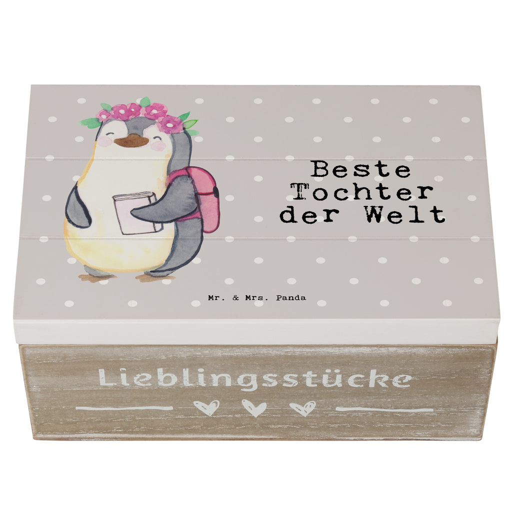 Holzkiste Pinguin Beste Tochter der Welt Tochter, Töchter, Töchterchen, Geburt, Kleine, Mutter, Vater, Kind, Kinder, Familie, Belohnung, Dankeschön, Holzkiste, Kiste, Schatzkiste, Truhe, Schatulle, XXL,  Erinnerungsbox, Erinnerungskiste, Dekokiste, Aufbewahrungsbox  für, Dankeschön, Geschenk, Schenken, Geburtstag, Geburtstagsgeschenk, Geschenkidee, Danke, Bedanken, Mitbringsel, Freude machen, Geschenktipp