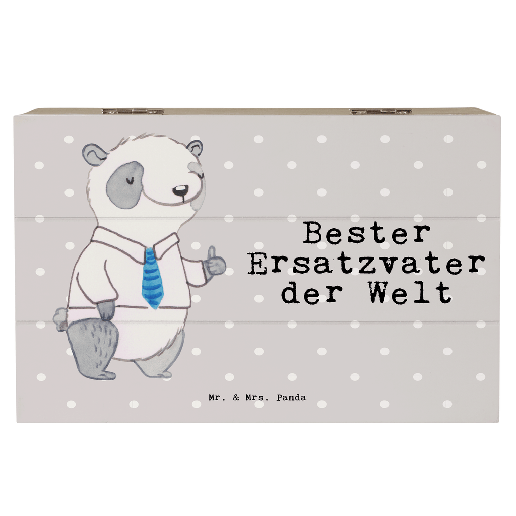 Holzkiste Panda Bester Ersatzvater der Welt Bester, Ersatzvater, Ersatz, zweiter, Vater, Papa, Dad, Daddy, Paps, Papi, Vati, Eltern, Geschenk Vater, Mann, Familie, Bester, Dankeschön, Kleinigkeit, Geburtstag Holzkiste, Kiste, Schatzkiste, Truhe, Schatulle, XXL,  Erinnerungsbox, Erinnerungskiste, Dekokiste, Aufbewahrungsbox  für, Dankeschön, Geschenk, Schenken, Geburtstag, Geburtstagsgeschenk, Geschenkidee, Danke, Bedanken, Mitbringsel, Freude machen, Geschenktipp