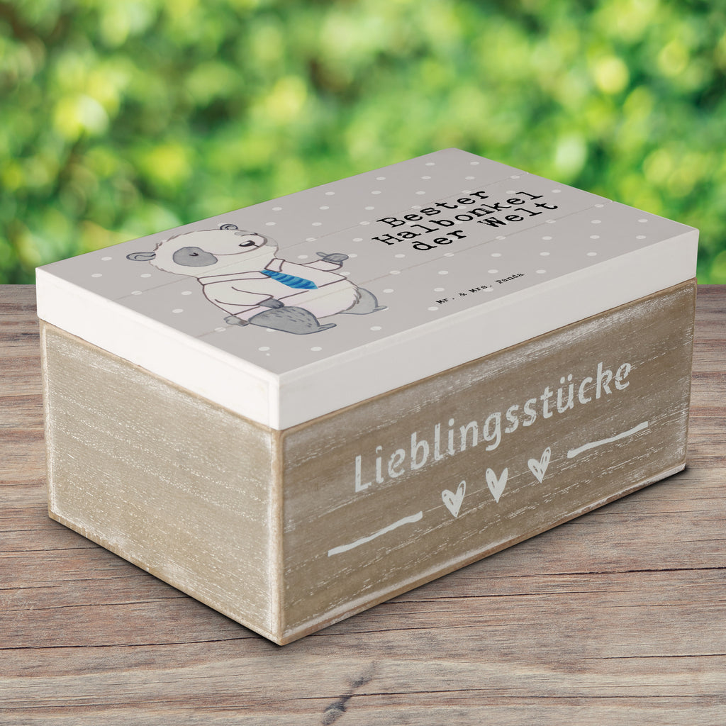 Holzkiste Panda Bester Halbonkel der Welt Onkel, bester Onkel, Halbonkel, Stiefonkel, Stief, Stiefgeschwister, Geschenk, Familie, Kleinigkeit Holzkiste, Kiste, Schatzkiste, Truhe, Schatulle, XXL,  Erinnerungsbox, Erinnerungskiste, Dekokiste, Aufbewahrungsbox  für, Dankeschön, Geschenk, Schenken, Geburtstag, Geburtstagsgeschenk, Geschenkidee, Danke, Bedanken, Mitbringsel, Freude machen, Geschenktipp