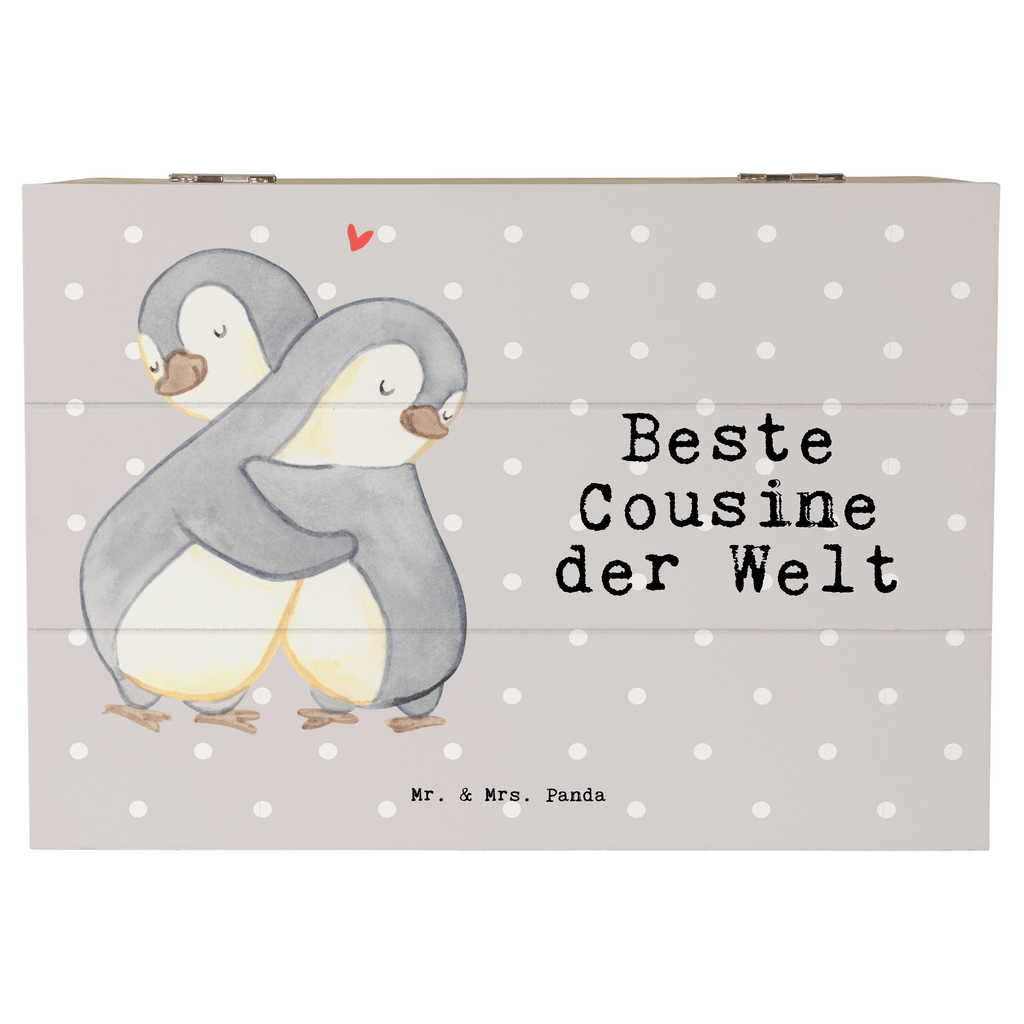 Holzkiste Pinguin Beste Cousine der Welt Cousine, Kusine, Kousine, Cousinchen, Tochter von Onkel, Tochter von Tante, Familie, Verwandtschaft, Cousin Holzkiste, Kiste, Schatzkiste, Truhe, Schatulle, XXL,  Erinnerungsbox, Erinnerungskiste, Dekokiste, Aufbewahrungsbox  für, Dankeschön, Geschenk, Schenken, Geburtstag, Geburtstagsgeschenk, Geschenkidee, Danke, Bedanken, Mitbringsel, Freude machen, Geschenktipp