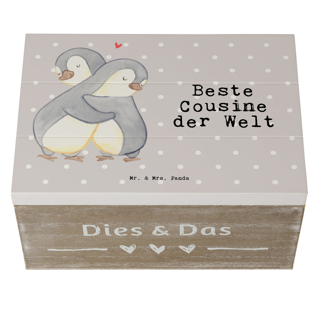 Holzkiste Pinguin Beste Cousine der Welt Cousine, Kusine, Kousine, Cousinchen, Tochter von Onkel, Tochter von Tante, Familie, Verwandtschaft, Cousin Holzkiste, Kiste, Schatzkiste, Truhe, Schatulle, XXL,  Erinnerungsbox, Erinnerungskiste, Dekokiste, Aufbewahrungsbox  für, Dankeschön, Geschenk, Schenken, Geburtstag, Geburtstagsgeschenk, Geschenkidee, Danke, Bedanken, Mitbringsel, Freude machen, Geschenktipp