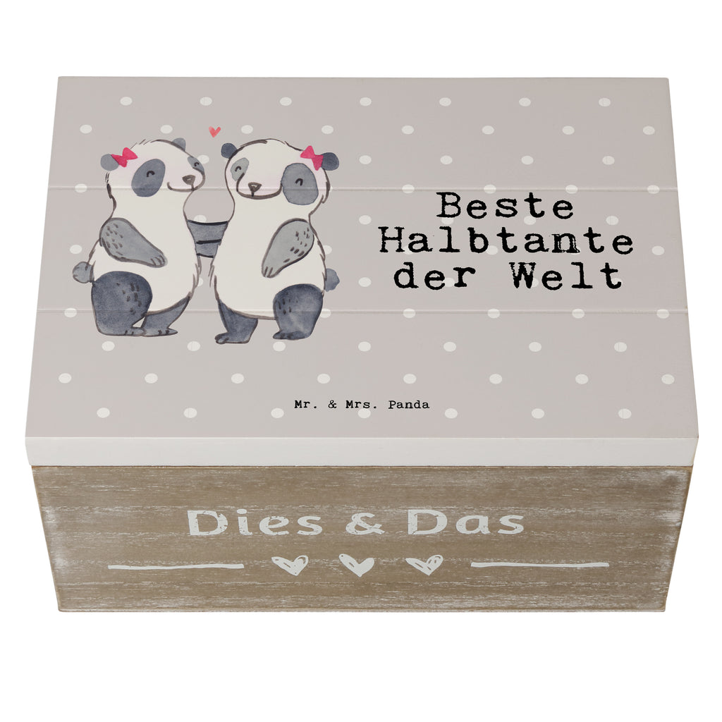 Holzkiste Panda Beste Halbtante der Welt Halbtante, Tante, beste Tante, Stieftante, Stief, Stiefgeschwister, Geschenk, Familie, Kleinigkeit Holzkiste, Kiste, Schatzkiste, Truhe, Schatulle, XXL,  Erinnerungsbox, Erinnerungskiste, Dekokiste, Aufbewahrungsbox  für, Dankeschön, Geschenk, Schenken, Geburtstag, Geburtstagsgeschenk, Geschenkidee, Danke, Bedanken, Mitbringsel, Freude machen, Geschenktipp