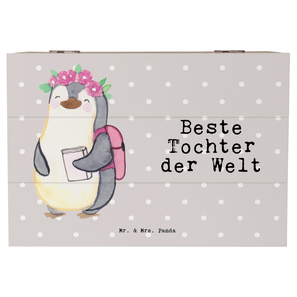 Holzkiste Pinguin Beste Tochter der Welt Tochter, Töchter, Töchterchen, Geburt, Kleine, Mutter, Vater, Kind, Kinder, Familie, Belohnung, Dankeschön, Holzkiste, Kiste, Schatzkiste, Truhe, Schatulle, XXL,  Erinnerungsbox, Erinnerungskiste, Dekokiste, Aufbewahrungsbox  für, Dankeschön, Geschenk, Schenken, Geburtstag, Geburtstagsgeschenk, Geschenkidee, Danke, Bedanken, Mitbringsel, Freude machen, Geschenktipp