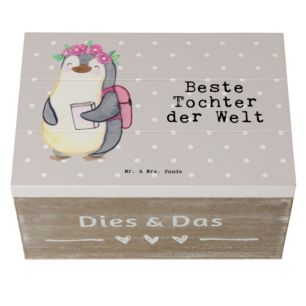 Holzkiste Pinguin Beste Tochter der Welt Tochter, Töchter, Töchterchen, Geburt, Kleine, Mutter, Vater, Kind, Kinder, Familie, Belohnung, Dankeschön, Holzkiste, Kiste, Schatzkiste, Truhe, Schatulle, XXL,  Erinnerungsbox, Erinnerungskiste, Dekokiste, Aufbewahrungsbox  für, Dankeschön, Geschenk, Schenken, Geburtstag, Geburtstagsgeschenk, Geschenkidee, Danke, Bedanken, Mitbringsel, Freude machen, Geschenktipp
