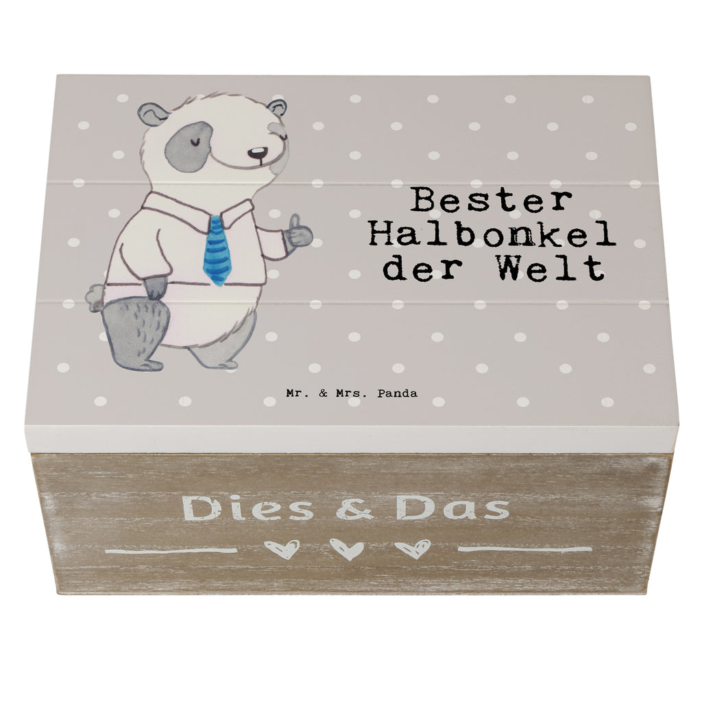 Holzkiste Panda Bester Halbonkel der Welt Onkel, bester Onkel, Halbonkel, Stiefonkel, Stief, Stiefgeschwister, Geschenk, Familie, Kleinigkeit Holzkiste, Kiste, Schatzkiste, Truhe, Schatulle, XXL,  Erinnerungsbox, Erinnerungskiste, Dekokiste, Aufbewahrungsbox  für, Dankeschön, Geschenk, Schenken, Geburtstag, Geburtstagsgeschenk, Geschenkidee, Danke, Bedanken, Mitbringsel, Freude machen, Geschenktipp