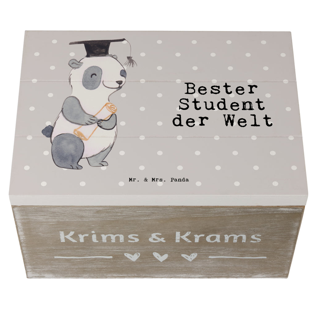 Holzkiste Panda Bester Student der Welt Student, Studium, Sohn, Spaß, Musterschüler, lustig, Studienabschluss, witzig, Universität, Abschluss, Alumni, Uni, Studenten, Hochschule  Holzkiste, Kiste, Schatzkiste, Truhe, Schatulle, XXL,  Erinnerungsbox, Erinnerungskiste, Dekokiste, Aufbewahrungsbox  für, Dankeschön, Geschenk, Schenken, Geburtstag, Geburtstagsgeschenk, Geschenkidee, Danke, Bedanken, Mitbringsel, Freude machen, Geschenktipp