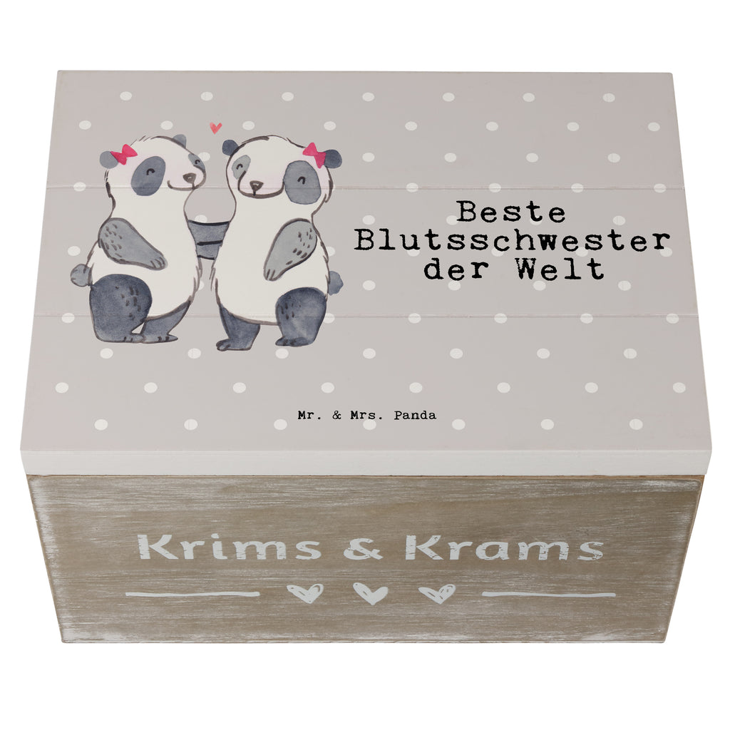 Holzkiste Panda Beste Blutsschwester der Welt Blutsschwester, Blutsgeschwister, Freundin, Bae, Schwestern, Schwester, Geschwister, Schwesterherz, Sister, Geschenk, Familie, Kleinigkeit, Beste, Tochter, Liebe Holzkiste, Kiste, Schatzkiste, Truhe, Schatulle, XXL,  Erinnerungsbox, Erinnerungskiste, Dekokiste, Aufbewahrungsbox  für, Dankeschön, Geschenk, Schenken, Geburtstag, Geburtstagsgeschenk, Geschenkidee, Danke, Bedanken, Mitbringsel, Freude machen, Geschenktipp