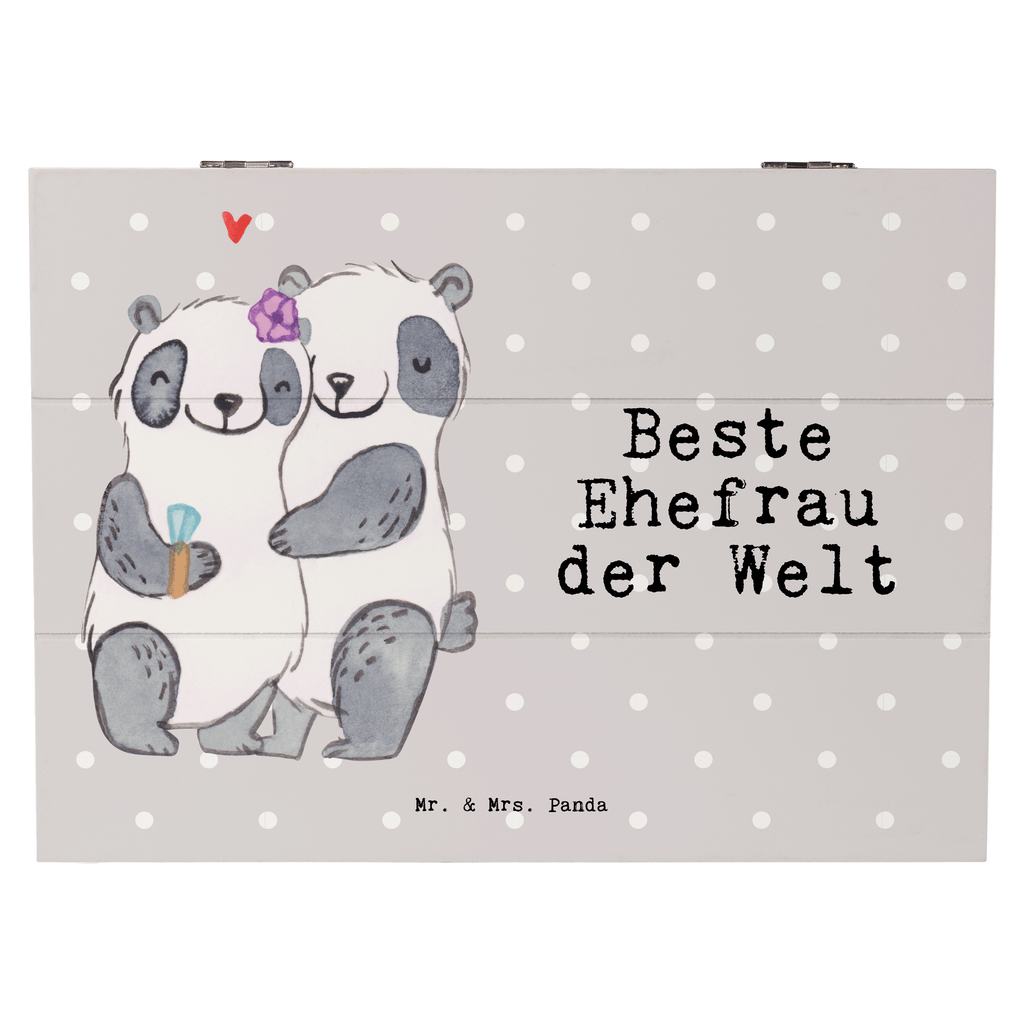 Holzkiste Panda Beste Ehefrau der Welt Ehefrau, Beste, Frau, Partnerin, Freundin, Traumfrau, Hochzeit, Liebling, Ehepartner, Ehe, Gattin, Lebensgefährtin, Braut, Kleinigkeit Holzkiste, Kiste, Schatzkiste, Truhe, Schatulle, XXL,  Erinnerungsbox, Erinnerungskiste, Dekokiste, Aufbewahrungsbox  für, Dankeschön, Geschenk, Schenken, Geburtstag, Geburtstagsgeschenk, Geschenkidee, Danke, Bedanken, Mitbringsel, Freude machen, Geschenktipp