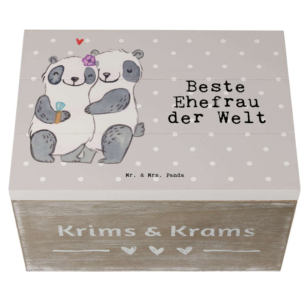 Holzkiste Panda Beste Ehefrau der Welt Ehefrau, Beste, Frau, Partnerin, Freundin, Traumfrau, Hochzeit, Liebling, Ehepartner, Ehe, Gattin, Lebensgefährtin, Braut, Kleinigkeit Holzkiste, Kiste, Schatzkiste, Truhe, Schatulle, XXL,  Erinnerungsbox, Erinnerungskiste, Dekokiste, Aufbewahrungsbox  für, Dankeschön, Geschenk, Schenken, Geburtstag, Geburtstagsgeschenk, Geschenkidee, Danke, Bedanken, Mitbringsel, Freude machen, Geschenktipp