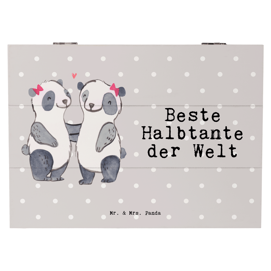 Holzkiste Panda Beste Halbtante der Welt Halbtante, Tante, beste Tante, Stieftante, Stief, Stiefgeschwister, Geschenk, Familie, Kleinigkeit Holzkiste, Kiste, Schatzkiste, Truhe, Schatulle, XXL,  Erinnerungsbox, Erinnerungskiste, Dekokiste, Aufbewahrungsbox  für, Dankeschön, Geschenk, Schenken, Geburtstag, Geburtstagsgeschenk, Geschenkidee, Danke, Bedanken, Mitbringsel, Freude machen, Geschenktipp