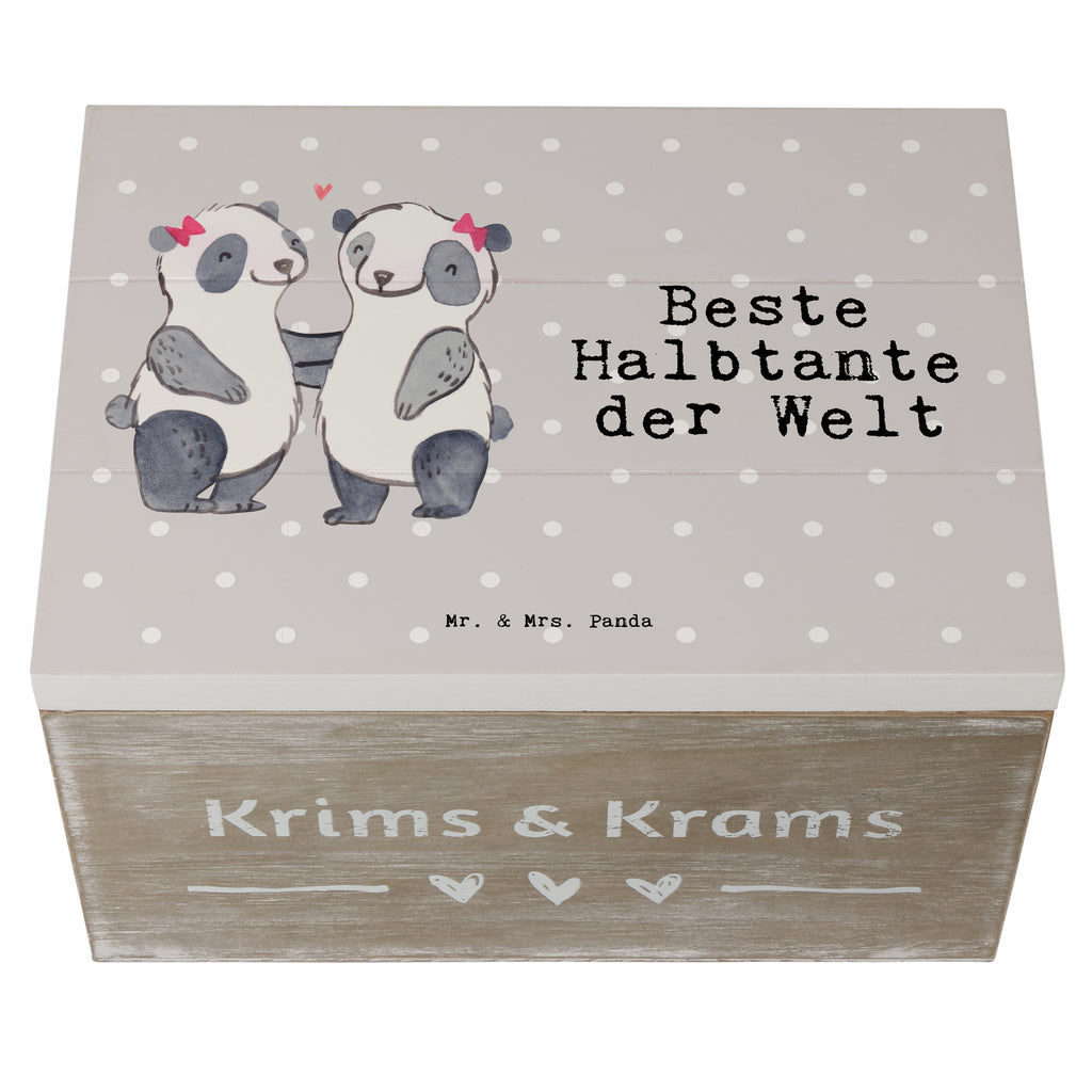 Holzkiste Panda Beste Halbtante der Welt Halbtante, Tante, beste Tante, Stieftante, Stief, Stiefgeschwister, Geschenk, Familie, Kleinigkeit Holzkiste, Kiste, Schatzkiste, Truhe, Schatulle, XXL,  Erinnerungsbox, Erinnerungskiste, Dekokiste, Aufbewahrungsbox  für, Dankeschön, Geschenk, Schenken, Geburtstag, Geburtstagsgeschenk, Geschenkidee, Danke, Bedanken, Mitbringsel, Freude machen, Geschenktipp