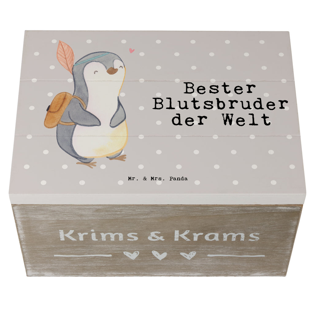 Holzkiste Pinguin Bester Blutsbruder der Welt Holzkiste, Kiste, Schatzkiste, Truhe, Schatulle, XXL, Erinnerungsbox, Erinnerungskiste, Dekokiste, Aufbewahrungsbox, für, Dankeschön, Geschenk, Schenken, Geburtstag, Geburtstagsgeschenk, Geschenkidee, Danke, Bedanken, Mitbringsel, Freude machen, Geschenktipp, Blutsbruder, Blutsgeschwister, Freund, Brüder, Geschwister, Bruderherz, Brother, Familie, Kleinigkeit, Bester, Sido