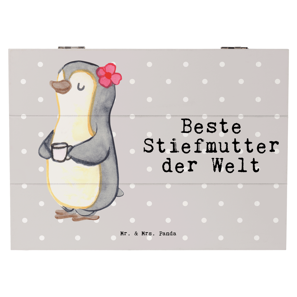 Holzkiste Pinguin Beste Stiefmutter der Welt Stiefmutter, Stief Mutter, Stiefmama, Mami, Mutter, Muttertag, Mutti, Mama, Tochter, Sohn, Dankeschön, Danke, Beste Holzkiste, Kiste, Schatzkiste, Truhe, Schatulle, XXL,  Erinnerungsbox, Erinnerungskiste, Dekokiste, Aufbewahrungsbox  für, Dankeschön, Geschenk, Schenken, Geburtstag, Geburtstagsgeschenk, Geschenkidee, Danke, Bedanken, Mitbringsel, Freude machen, Geschenktipp