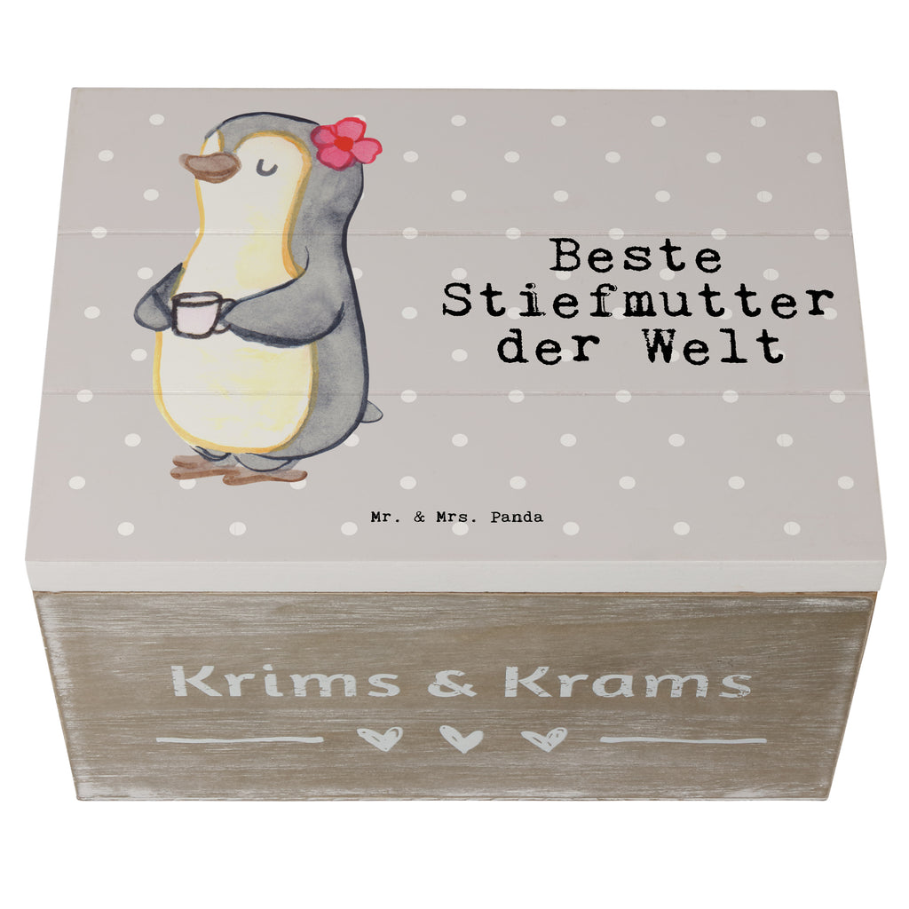 Holzkiste Pinguin Beste Stiefmutter der Welt Stiefmutter, Stief Mutter, Stiefmama, Mami, Mutter, Muttertag, Mutti, Mama, Tochter, Sohn, Dankeschön, Danke, Beste Holzkiste, Kiste, Schatzkiste, Truhe, Schatulle, XXL,  Erinnerungsbox, Erinnerungskiste, Dekokiste, Aufbewahrungsbox  für, Dankeschön, Geschenk, Schenken, Geburtstag, Geburtstagsgeschenk, Geschenkidee, Danke, Bedanken, Mitbringsel, Freude machen, Geschenktipp