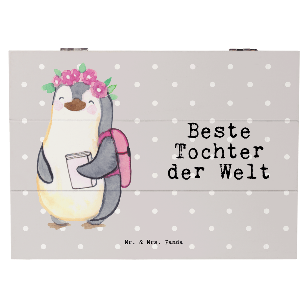 Holzkiste Pinguin Beste Tochter der Welt Tochter, Töchter, Töchterchen, Geburt, Kleine, Mutter, Vater, Kind, Kinder, Familie, Belohnung, Dankeschön, Holzkiste, Kiste, Schatzkiste, Truhe, Schatulle, XXL,  Erinnerungsbox, Erinnerungskiste, Dekokiste, Aufbewahrungsbox  für, Dankeschön, Geschenk, Schenken, Geburtstag, Geburtstagsgeschenk, Geschenkidee, Danke, Bedanken, Mitbringsel, Freude machen, Geschenktipp