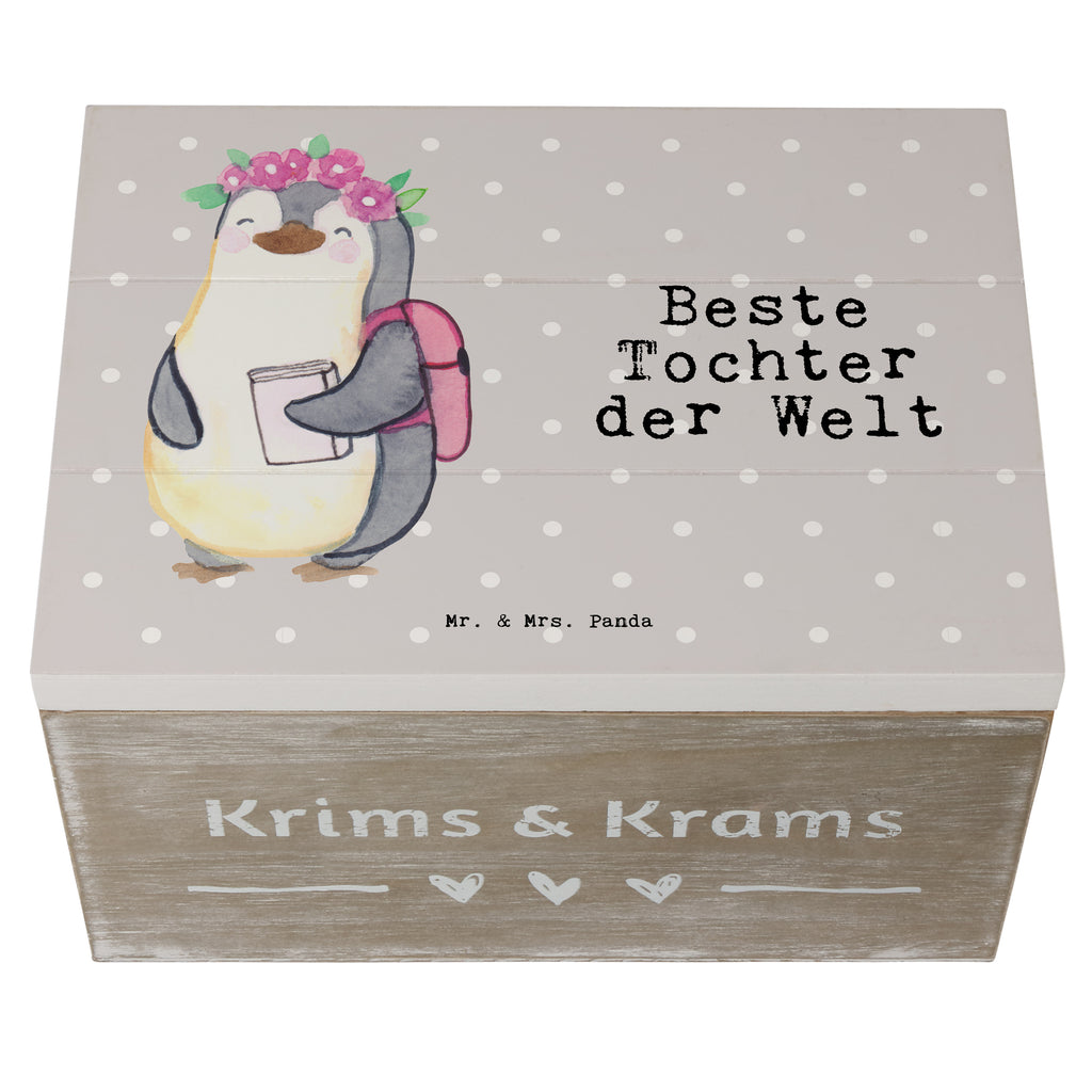 Holzkiste Pinguin Beste Tochter der Welt Tochter, Töchter, Töchterchen, Geburt, Kleine, Mutter, Vater, Kind, Kinder, Familie, Belohnung, Dankeschön, Holzkiste, Kiste, Schatzkiste, Truhe, Schatulle, XXL,  Erinnerungsbox, Erinnerungskiste, Dekokiste, Aufbewahrungsbox  für, Dankeschön, Geschenk, Schenken, Geburtstag, Geburtstagsgeschenk, Geschenkidee, Danke, Bedanken, Mitbringsel, Freude machen, Geschenktipp