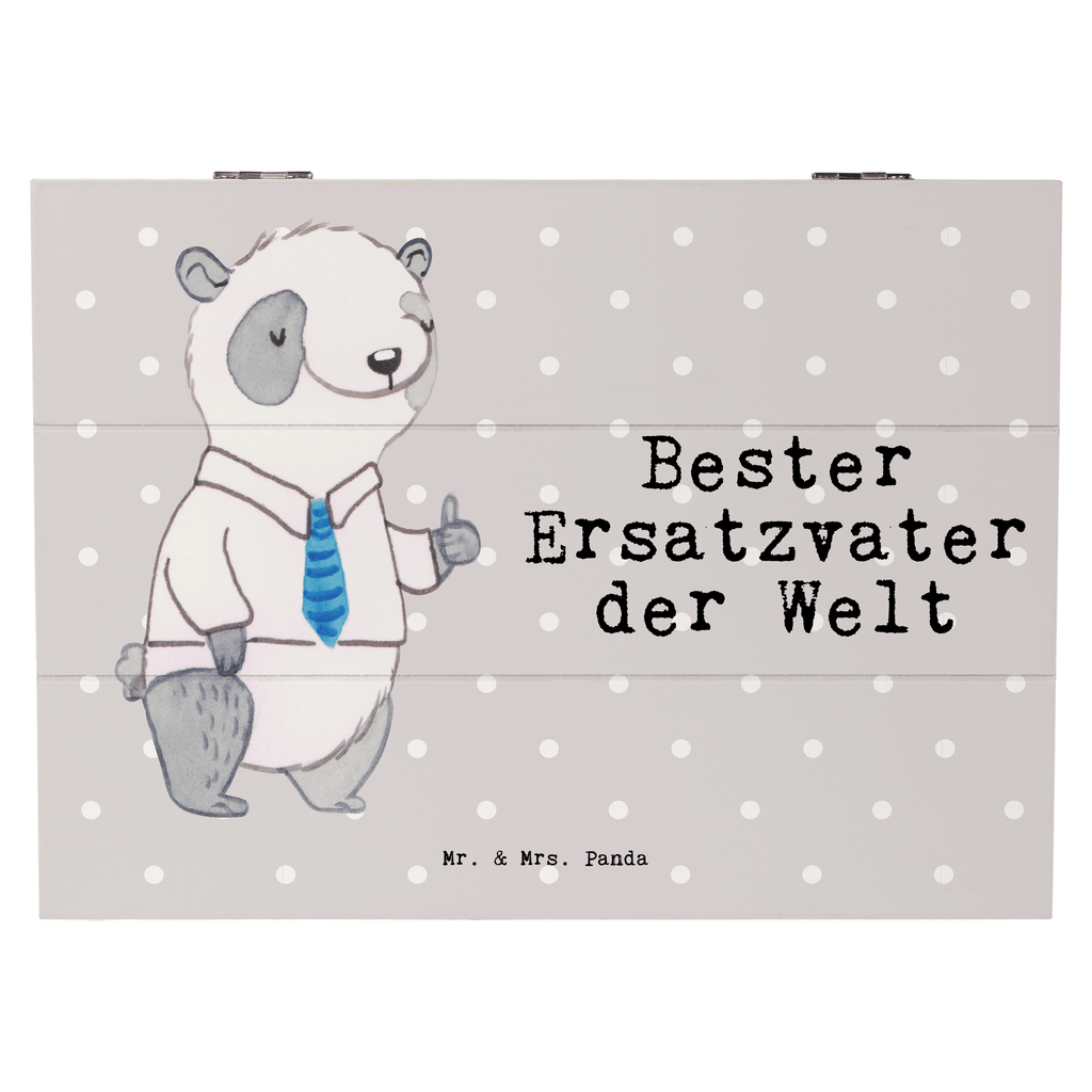Holzkiste Panda Bester Ersatzvater der Welt Bester, Ersatzvater, Ersatz, zweiter, Vater, Papa, Dad, Daddy, Paps, Papi, Vati, Eltern, Geschenk Vater, Mann, Familie, Bester, Dankeschön, Kleinigkeit, Geburtstag Holzkiste, Kiste, Schatzkiste, Truhe, Schatulle, XXL,  Erinnerungsbox, Erinnerungskiste, Dekokiste, Aufbewahrungsbox  für, Dankeschön, Geschenk, Schenken, Geburtstag, Geburtstagsgeschenk, Geschenkidee, Danke, Bedanken, Mitbringsel, Freude machen, Geschenktipp