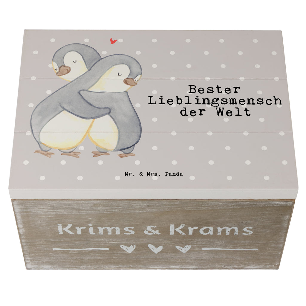 Holzkiste Pinguin Bester Lieblingsmensch der Welt Lieblingsmensch, Lieblings Mensch, Liebling, Partner, Bae, beste Freundin, Freund, Liebe, Herz, Love, Mama, Papa, Familie Holzkiste, Kiste, Schatzkiste, Truhe, Schatulle, XXL,  Erinnerungsbox, Erinnerungskiste, Dekokiste, Aufbewahrungsbox  für, Dankeschön, Geschenk, Schenken, Geburtstag, Geburtstagsgeschenk, Geschenkidee, Danke, Bedanken, Mitbringsel, Freude machen, Geschenktipp