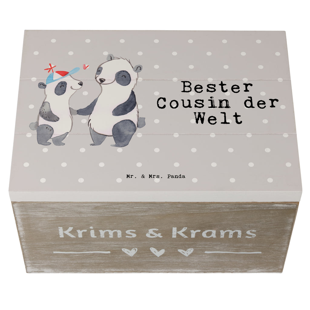 Holzkiste Panda Bester Cousin der Welt Cousin, Kousin, Vetter, Sohn von Onkel, Sohn von Tante, Familie, Verwandtschaft, Cousine Holzkiste, Kiste, Schatzkiste, Truhe, Schatulle, XXL,  Erinnerungsbox, Erinnerungskiste, Dekokiste, Aufbewahrungsbox  für, Dankeschön, Geschenk, Schenken, Geburtstag, Geburtstagsgeschenk, Geschenkidee, Danke, Bedanken, Mitbringsel, Freude machen, Geschenktipp