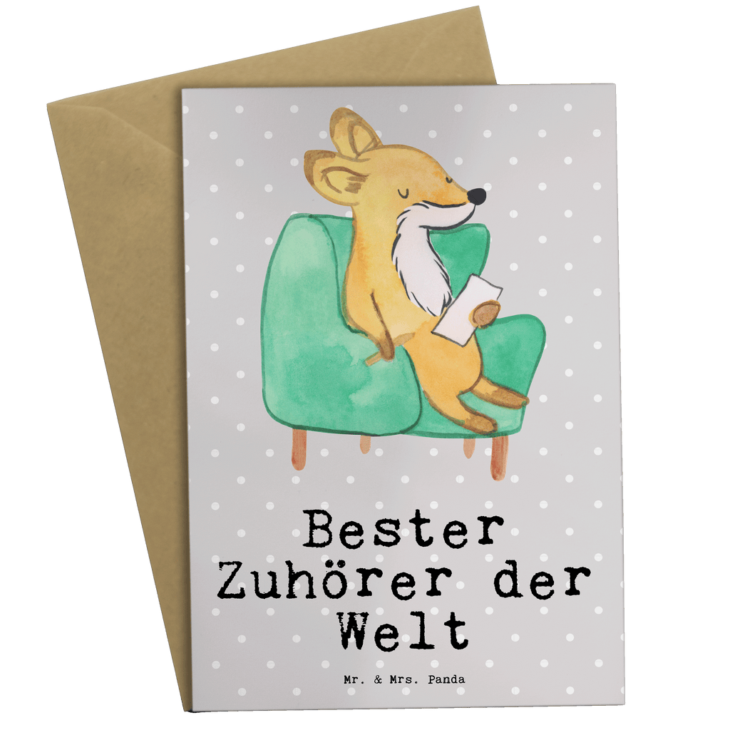 Grußkarte Fuchs Bester Zuhörer der Welt Klappkarte, Einladungskarte, Glückwunschkarte, Hochzeitskarte, Geburtstagskarte, Karte, für, Dankeschön, Geschenk, Schenken, Geburtstag, Geburtstagsgeschenk, Geschenkidee, Danke, Bedanken, Mitbringsel, Freude machen, Geschenktipp, Zuhörer, Freund, Freundin, offenes Ohr, Hilfsbereit, Hilfe
