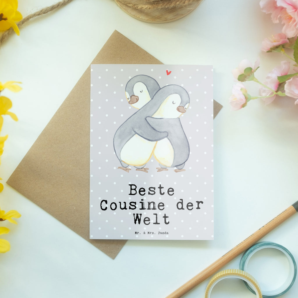 Grußkarte Pinguin Beste Cousine der Welt Klappkarte, Einladungskarte, Glückwunschkarte, Hochzeitskarte, Geburtstagskarte, Karte, für, Dankeschön, Geschenk, Schenken, Geburtstag, Geburtstagsgeschenk, Geschenkidee, Danke, Bedanken, Mitbringsel, Freude machen, Geschenktipp, Cousine, Kusine, Kousine, Cousinchen, Tochter von Onkel, Tochter von Tante, Familie, Verwandtschaft, Cousin