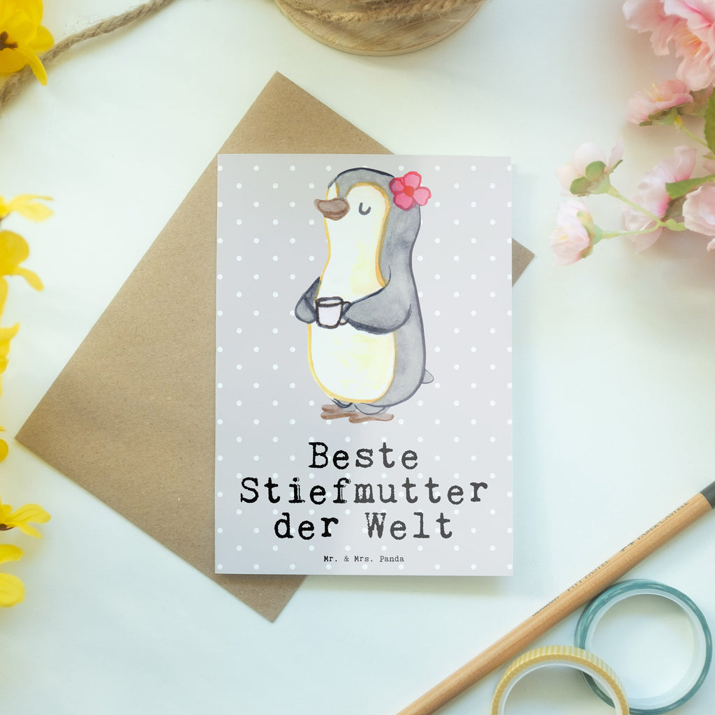Grußkarte Pinguin Beste Stiefmutter der Welt Klappkarte, Einladungskarte, Glückwunschkarte, Hochzeitskarte, Geburtstagskarte, Karte, für, Dankeschön, Geschenk, Schenken, Geburtstag, Geburtstagsgeschenk, Geschenkidee, Danke, Bedanken, Mitbringsel, Freude machen, Geschenktipp, Stiefmutter, Stief Mutter, Stiefmama, Mami, Mutter, Muttertag, Mutti, Mama, Tochter, Sohn, Beste