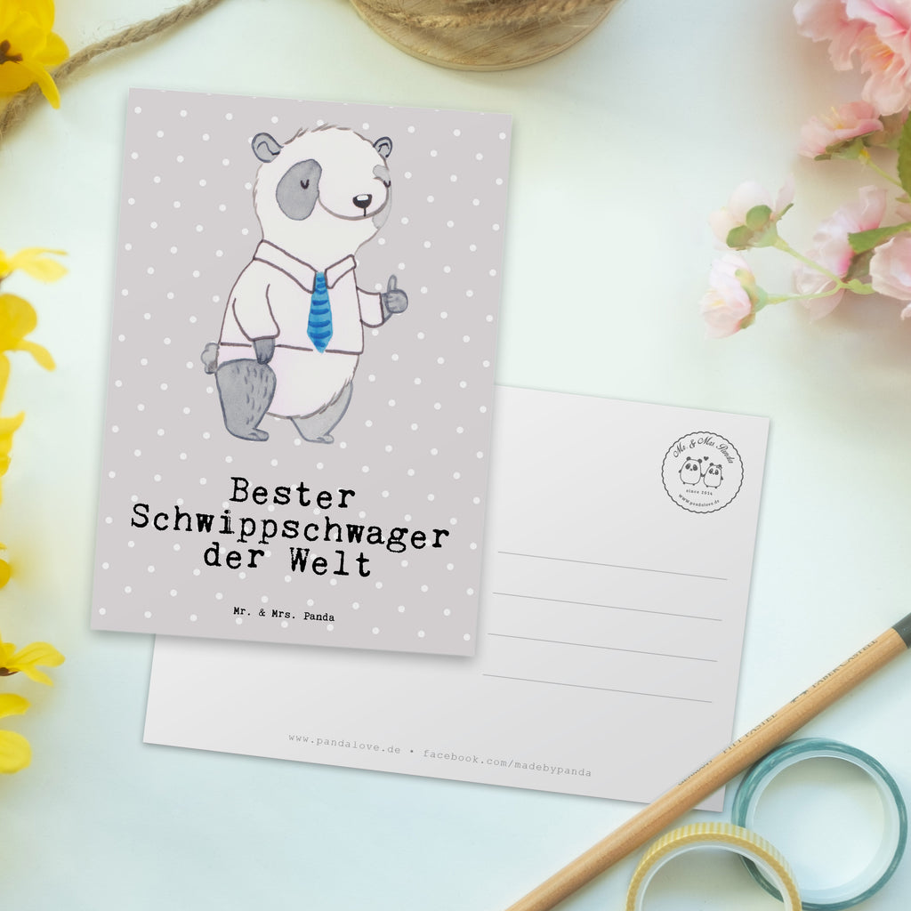 Postkarte Panda Bester Schwippschwager der Welt Geschenkkarte, Grußkarte, Karte, Einladung, Ansichtskarte, Geburtstagskarte, Einladungskarte, für, Dankeschön, Geschenk, Schenken, Geburtstag, Geburtstagsgeschenk, Geschenkidee, Danke, Bedanken, Mitbringsel, Freude machen, Geschenktipp, Schwippschwager, Schwibschwager, Schwipschwager, Schwager, Schwager des Ehepartners, Familie, Verwandtschaft, angeheiratet