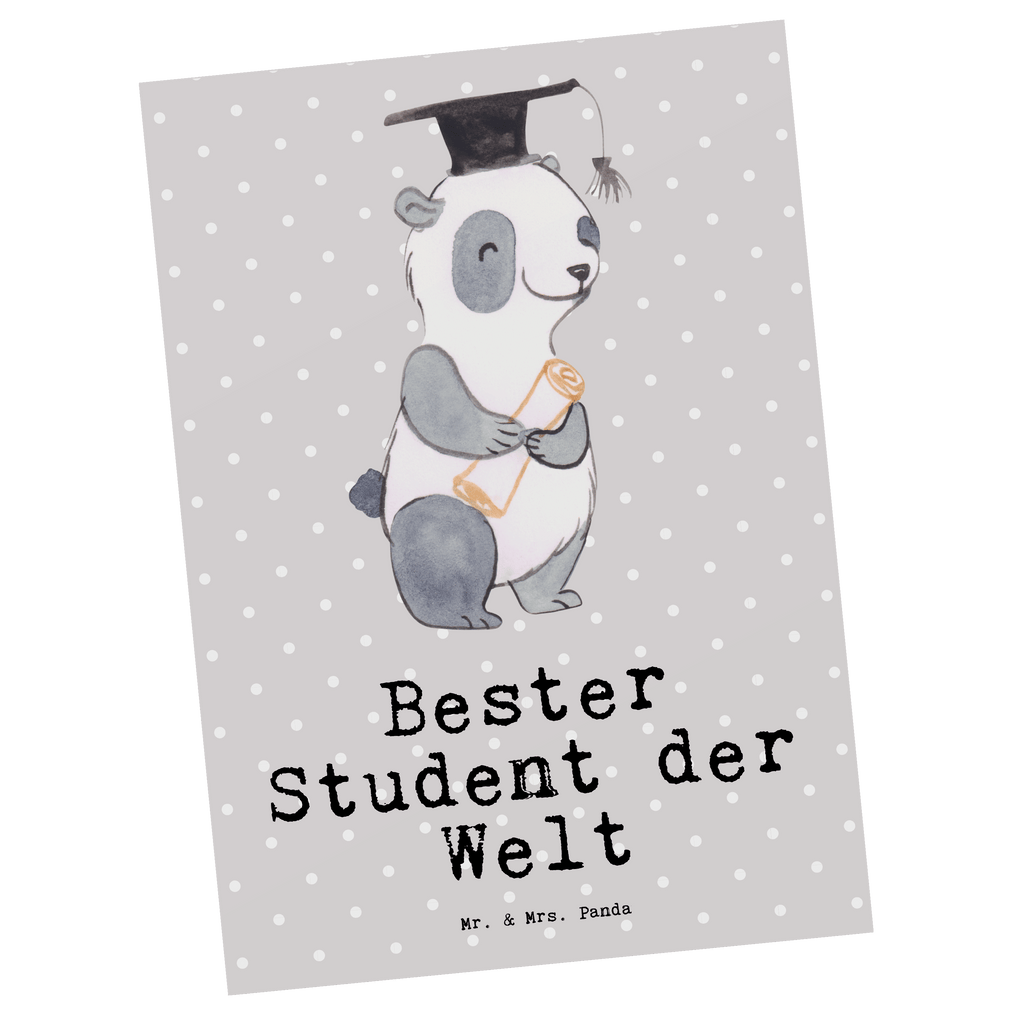 Postkarte Panda Bester Student der Welt Geschenkkarte, Grußkarte, Karte, Einladung, Ansichtskarte, Geburtstagskarte, Einladungskarte, für, Dankeschön, Geschenk, Schenken, Geburtstag, Geburtstagsgeschenk, Geschenkidee, Danke, Bedanken, Mitbringsel, Freude machen, Geschenktipp, Student, Studium, Sohn, Spaß, Musterschüler, lustig, Studienabschluss, witzig, Universität, Abschluss, Alumni, Uni, Studenten, Hochschule