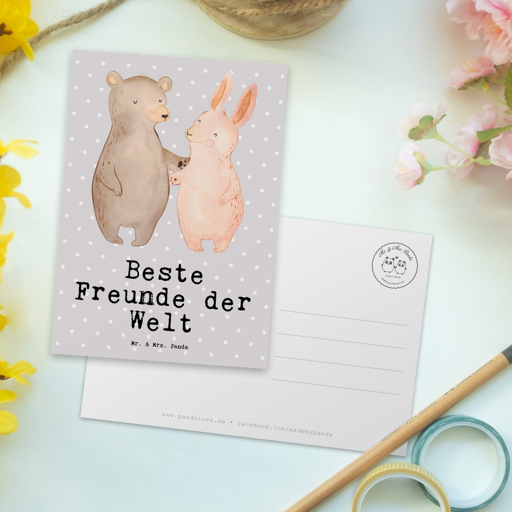 Postkarte Hase Beste Freunde der Welt Geschenkkarte, Grußkarte, Karte, Einladung, Ansichtskarte, Geburtstagskarte, Einladungskarte, Dankeskarte, für, Dankeschön, Geschenk, Schenken, Geburtstag, Geburtstagsgeschenk, Geschenkidee, Danke, Bedanken, Mitbringsel, Freude machen, Geschenktipp, Freunde, best friends, Freundschaft, Freundin, Freund, Clique, Kumpel, bae, bff