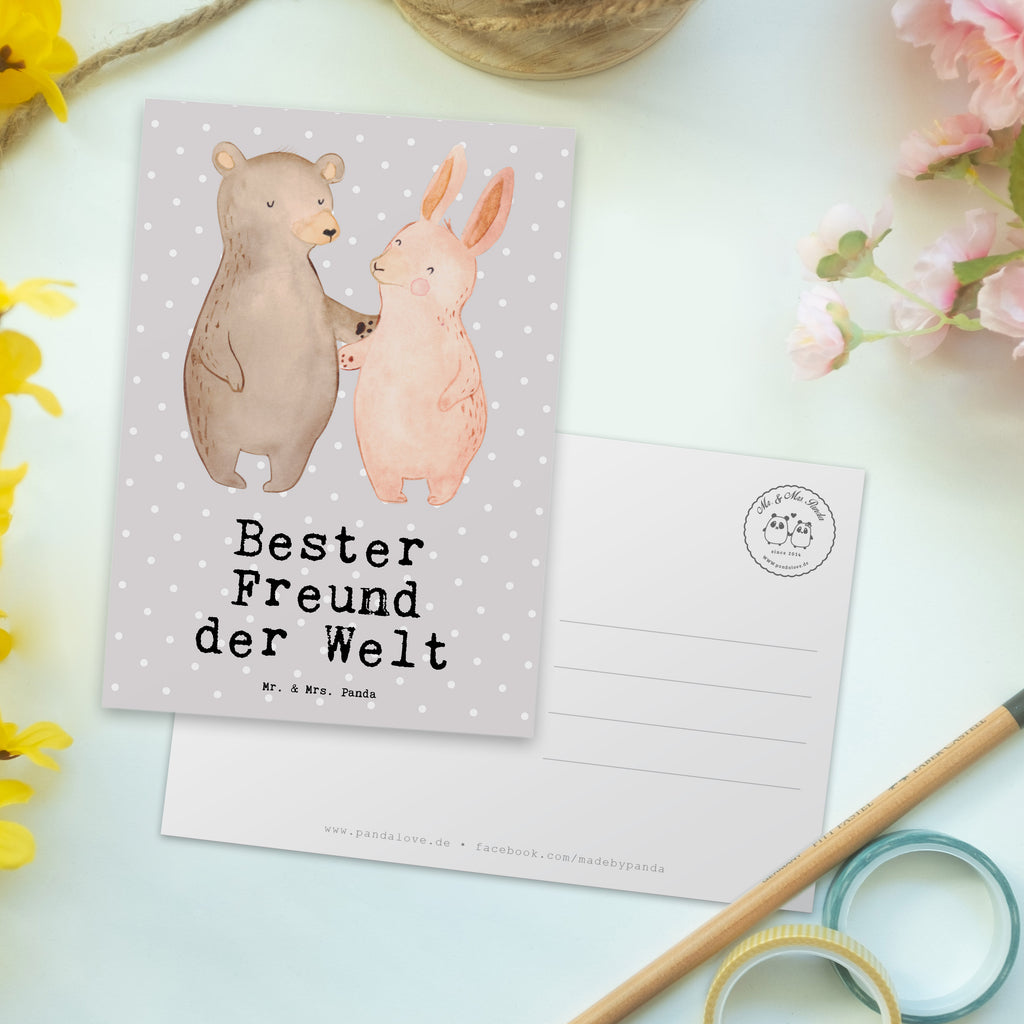 Postkarte Hase Bester Freund der Welt Geschenkkarte, Grußkarte, Karte, Einladung, Ansichtskarte, Geburtstagskarte, Einladungskarte, für, Dankeschön, Geschenk, Schenken, Geburtstag, Geburtstagsgeschenk, Geschenkidee, Danke, Bedanken, Mitbringsel, Freude machen, Geschenktipp, Freund, Mann, Ehemann, Kumpel, Bro, Lebensgefährte, Partner, Lieblingsmensch, Liebe, Herz, Love