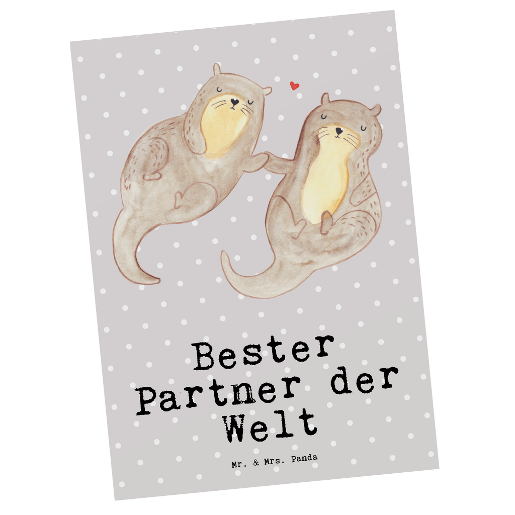 Postkarte Otter Bester Partner der Welt Geschenkkarte, Grußkarte, Karte, Einladung, Ansichtskarte, Geburtstagskarte, Einladungskarte, Dankeskarte, für, Dankeschön, Geschenk, Schenken, Geburtstag, Geburtstagsgeschenk, Geschenkidee, Danke, Bedanken, Mitbringsel, Freude machen, Geschenktipp, Partner, Ehepartner, Mann, Frau, Ehefrau, Ehemann. Freundin, Freund, Lebensgefährte, Paar, Liebe