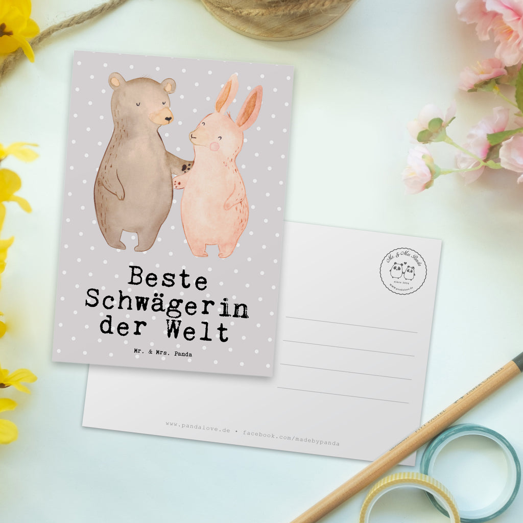 Postkarte Hase Beste Schwägerin der Welt Geschenkkarte, Grußkarte, Karte, Einladung, Ansichtskarte, Geburtstagskarte, Einladungskarte, Dankeskarte, für, Dankeschön, Geschenk, Schenken, Geburtstag, Geburtstagsgeschenk, Geschenkidee, Danke, Bedanken, Mitbringsel, Freude machen, Geschenktipp, Schwägerin, Schwähgerin, Schwippschwägerin, Familie, Verwandtschaft, angeheiratet, Frau, Ehemann, Schwester, Ehefrau, Bruder, Partner