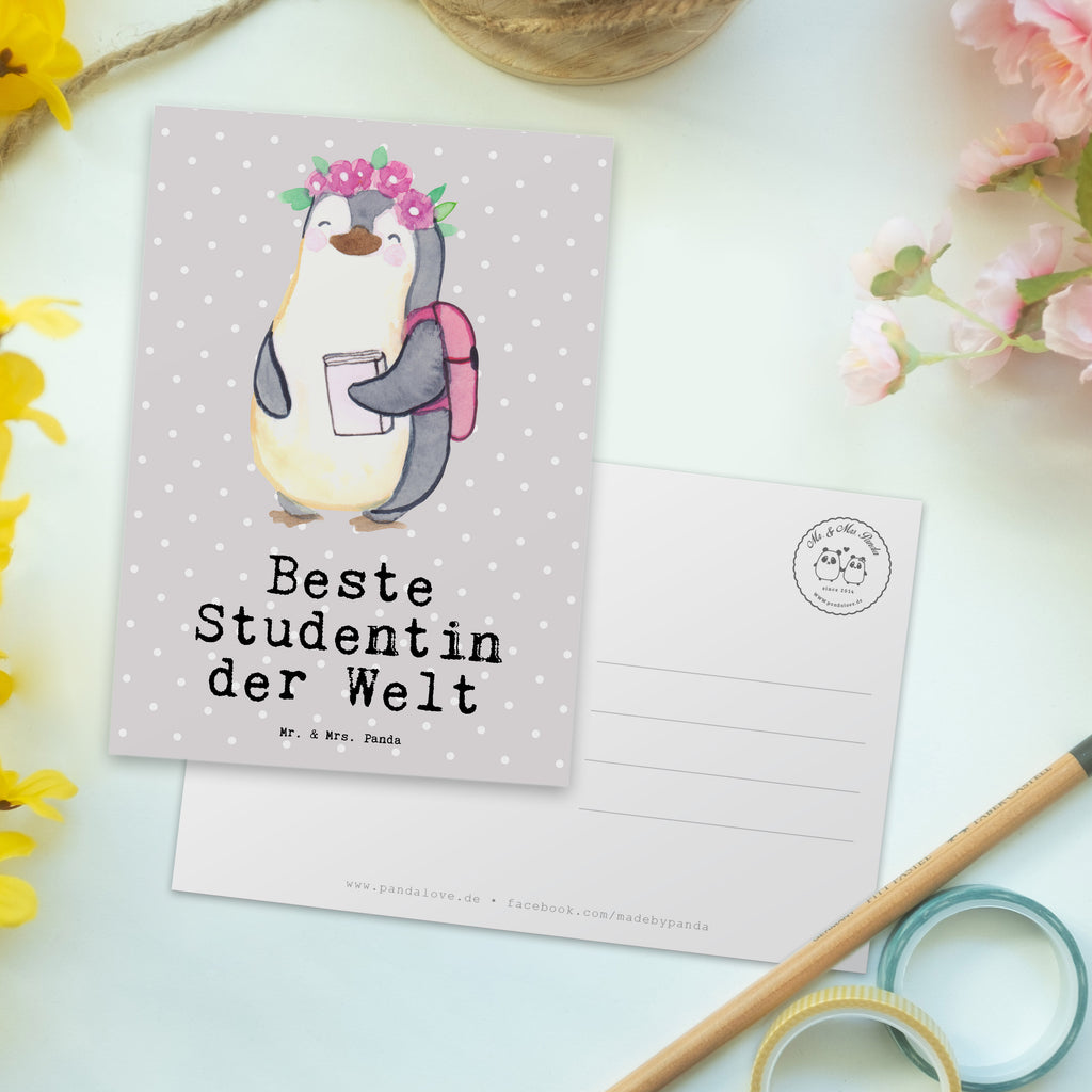 Postkarte Pinguin Beste Studentin der Welt Geschenkkarte, Grußkarte, Karte, Einladung, Ansichtskarte, Geburtstagskarte, Einladungskarte, Dankeskarte, für, Dankeschön, Geschenk, Schenken, Geburtstag, Geburtstagsgeschenk, Geschenkidee, Danke, Bedanken, Mitbringsel, Freude machen, Geschenktipp, Studentin, Studium, Tochter, Spaß, Musterschülerin, lustig, Studienabschluss, witzig, Universität, Abschluss, Alumni, Uni, Studenten, Hochschule