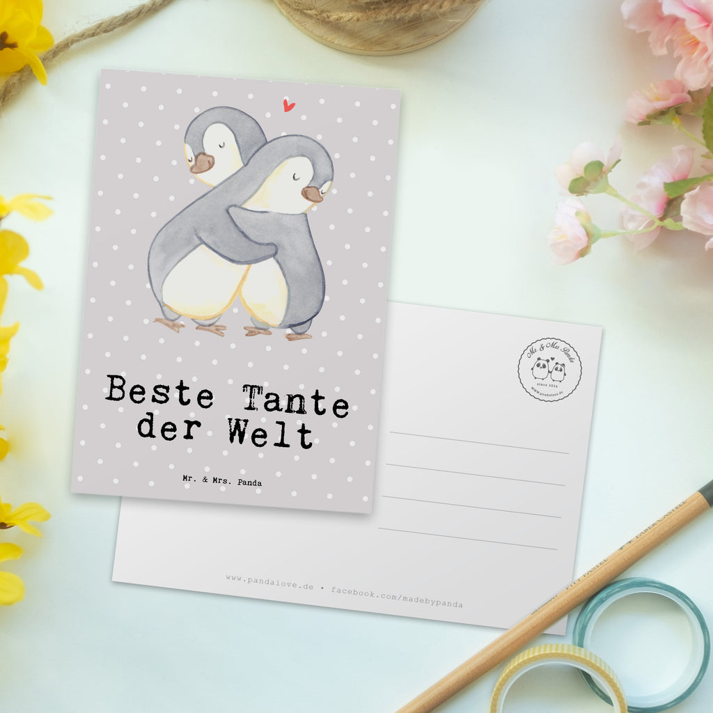 Postkarte Pinguin Beste Tante der Welt Geschenkkarte, Grußkarte, Karte, Einladung, Ansichtskarte, Geburtstagskarte, Einladungskarte, Dankeskarte, für, Dankeschön, Geschenk, Schenken, Geburtstag, Geburtstagsgeschenk, Geschenkidee, Danke, Bedanken, Mitbringsel, Freude machen, Geschenktipp, Tante, Patentante, Paten Tante, Lieblingstante, Taufpartner, Taufe, Familie, Kleinigkeit, Nichte, Neffe