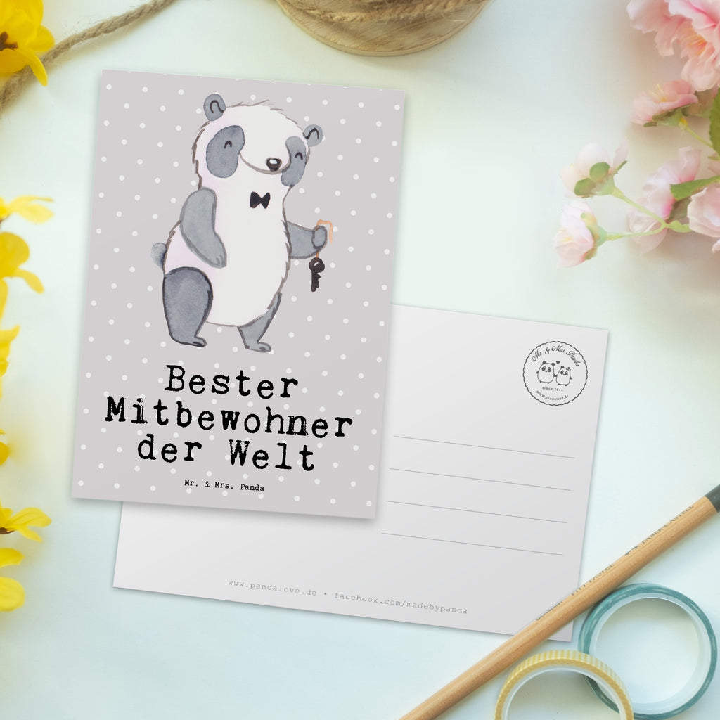 Postkarte Panda Bester Mitbewohner der Welt Geschenkkarte, Grußkarte, Karte, Einladung, Ansichtskarte, Geburtstagskarte, Einladungskarte, Dankeskarte, für, Dankeschön, Geschenk, Schenken, Geburtstag, Geburtstagsgeschenk, Geschenkidee, Danke, Bedanken, Mitbringsel, Freude machen, Geschenktipp, Mitbewohner, WG, Zimmernachbar, Wohngemeinschaft, WG-Bewohner, Zimmerkollege, Zimmergenosse, Stubenkamerad