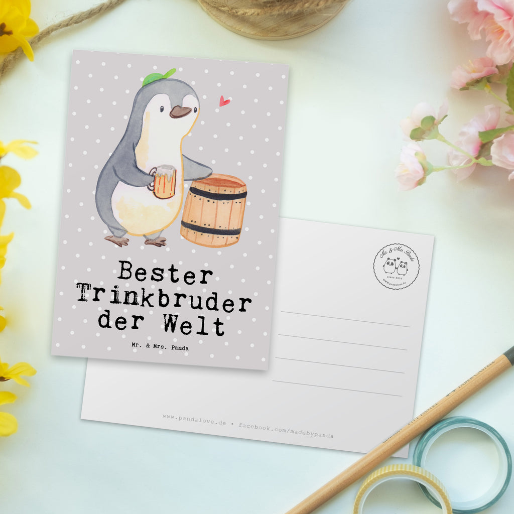 Postkarte Pinguin Bester Trinkbruder der Welt Geschenkkarte, Grußkarte, Karte, Einladung, Ansichtskarte, Geburtstagskarte, Einladungskarte, für, Dankeschön, Geschenk, Schenken, Geburtstag, Geburtstagsgeschenk, Geschenkidee, Danke, Bedanken, Mitbringsel, Freude machen, Geschenktipp, Trinkbruder, Trinkkumpel, Kumpel, Saufkumpane, Kumpane, Trinken, Party, Kleinigkeit