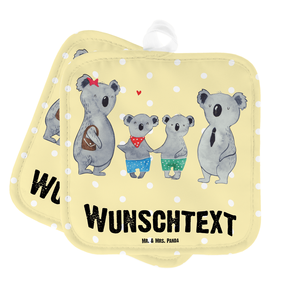 Personalisierte Topflappen Koala Familie zwei Topflappen personalisiert, Personalisierte Topfuntersetzer, Personalisierter Ofenhandschuh, Topflappen Set personalisiert, Topflappen mit Namen, Namensaufdruck, Familie, Vatertag, Muttertag, Bruder, Schwester, Mama, Papa, Oma, Opa, Koala, Koalabär, beste Familie, Familienzeit, Familienleben, Koalafamilie, Lieblingsfamilie