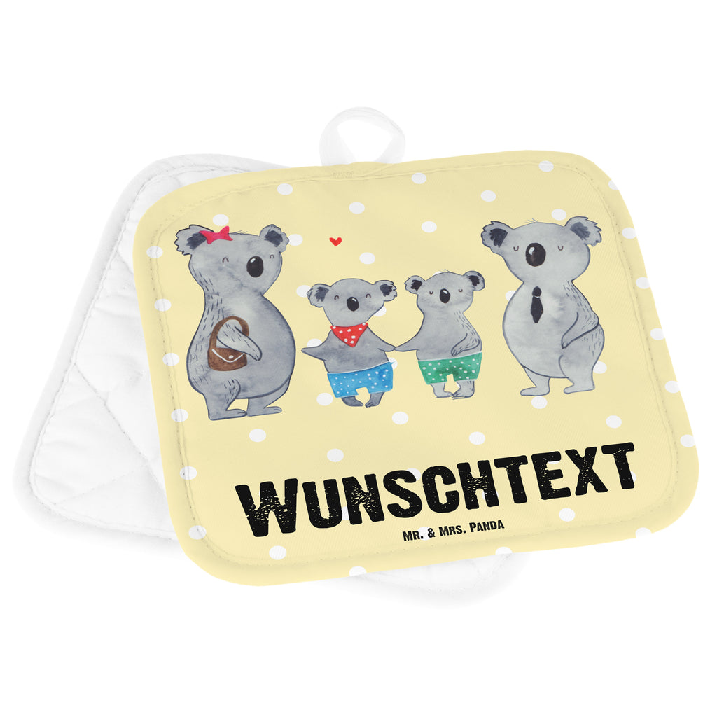 Personalisierte Topflappen Koala Familie zwei Topflappen personalisiert, Personalisierte Topfuntersetzer, Personalisierter Ofenhandschuh, Topflappen Set personalisiert, Topflappen mit Namen, Namensaufdruck, Familie, Vatertag, Muttertag, Bruder, Schwester, Mama, Papa, Oma, Opa, Koala, Koalabär, beste Familie, Familienzeit, Familienleben, Koalafamilie, Lieblingsfamilie