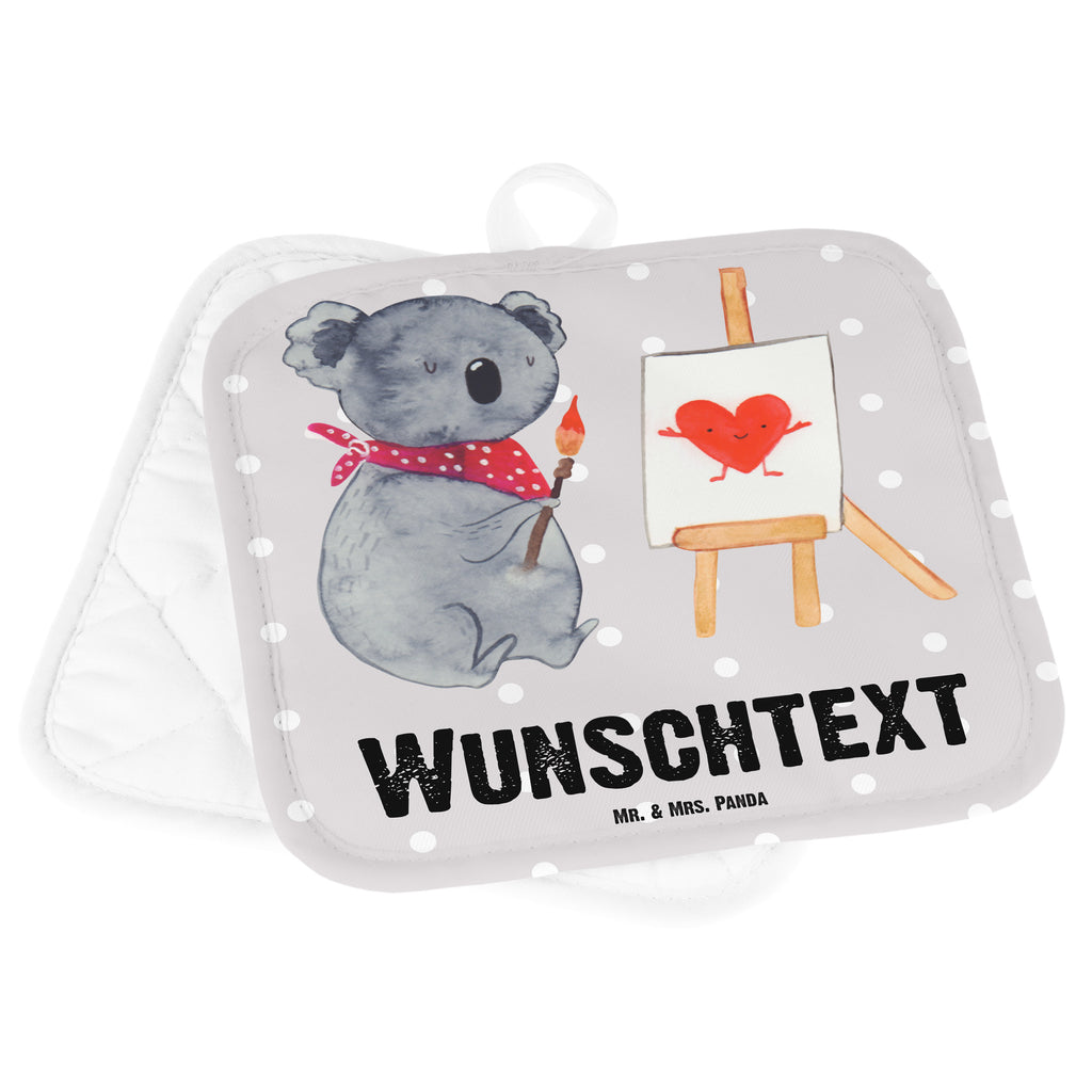 Personalisierte Topflappen Koala Künstler Topflappen personalisiert, Personalisierte Topfuntersetzer, Personalisierter Ofenhandschuh, Topflappen Set personalisiert, Topflappen mit Namen, Namensaufdruck, Koala, Koalabär, Liebe, Liebensbeweis, Liebesgeschenk, Gefühle, Künstler, zeichnen