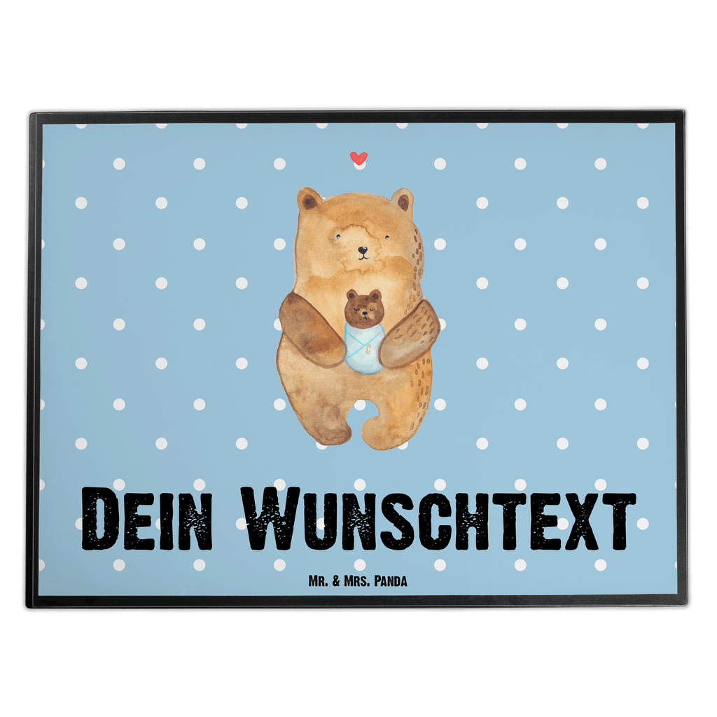 Personalisierte Schreibtischunterlage Bär mit Baby Personalisierte Schreibunterlage, Personalisierte Schreibtischauflage, Personalisierte Schreibtisch Unterlagen, Schreibunterlage mit Namen, Schreibtischauflage  mit Namen, Schreibtisch Unterlagen mit Namen, Selbst gestalten, Namensaufdruck, Namenspersonalisierung, Bär, Teddy, Teddybär, Eltern, Mutter, Baby, Taufe, Geburt, Nichte, Neffe, Enkel, Enkelin, Täufling, Geburtstag, Glückwunsch