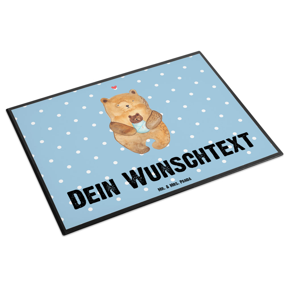 Personalisierte Schreibtischunterlage Bär mit Baby Personalisierte Schreibunterlage, Personalisierte Schreibtischauflage, Personalisierte Schreibtisch Unterlagen, Schreibunterlage mit Namen, Schreibtischauflage  mit Namen, Schreibtisch Unterlagen mit Namen, Selbst gestalten, Namensaufdruck, Namenspersonalisierung, Bär, Teddy, Teddybär, Eltern, Mutter, Baby, Taufe, Geburt, Nichte, Neffe, Enkel, Enkelin, Täufling, Geburtstag, Glückwunsch